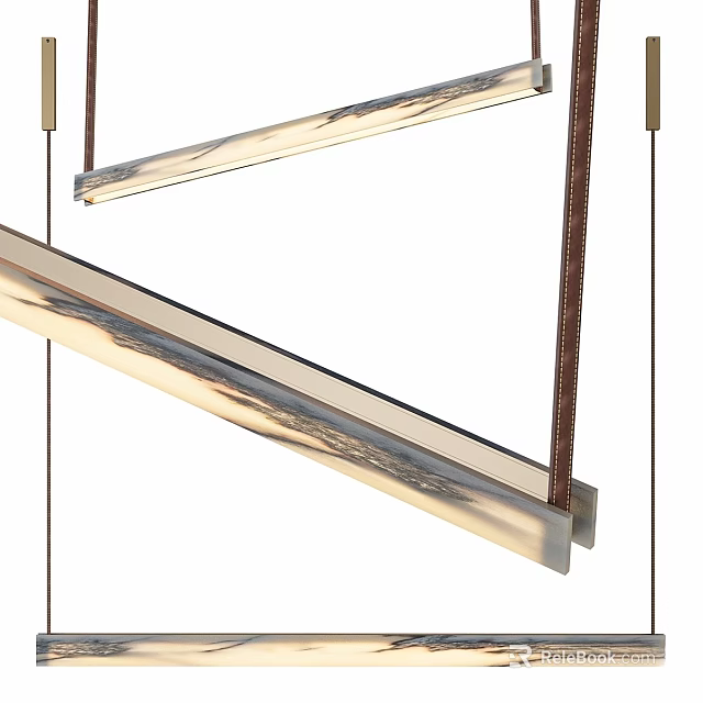 Modern Sleek Metal Linear Chandelier Lighting Fixture For Contemporary Home Living Space 3d model 