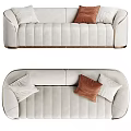 Light Beige Casual Sofa Set With Quilted Upholstery And Decorative Pillows
