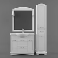 Modern White Bathroom Vanity With Mirror Sink Faucet And Storage Cabinets
