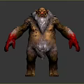Fierce Goblin Character With Yellow Skin Red Hands White Beard Horns And Spotted Fur