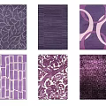 Purple Square Rugs Featuring Various Patterns and Designs for Home Interior Decor 3d model