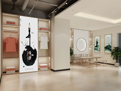 Yoga Themed Fitness Studio Interior With Art Decor 3d model