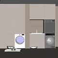Modern Bathroom Cabinetry Design With Washing Machine Dryer And Sink Storage Units
