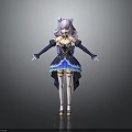 Child 3D Character With Purple Hair And Elegant Blue Gold Outfit Design