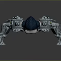 Cyber Female Character With Mechanical Arms Hoodie Outfit And Black Stockings Standing Pose