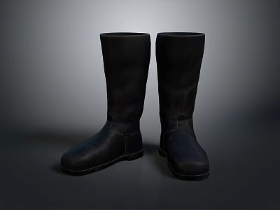 Black Leather Knee High Boots with Durable Design for Daily Use 3d model