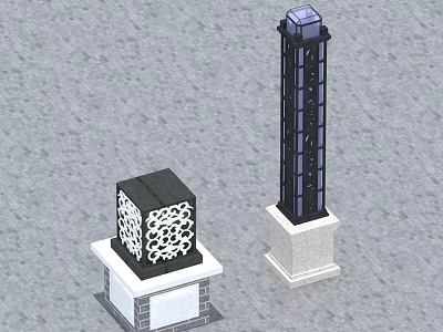 Decorative Swing Door With Intricate Patterns Black Frame And White Base 3d model