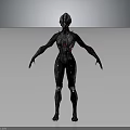 Futuristic Sci fi Character With Black Red Armor Blue Headpiece And Biomechanical Design