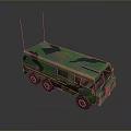 Camouflage Military Tank Featuring Six Wheels Green Brown Pattern and Antennas