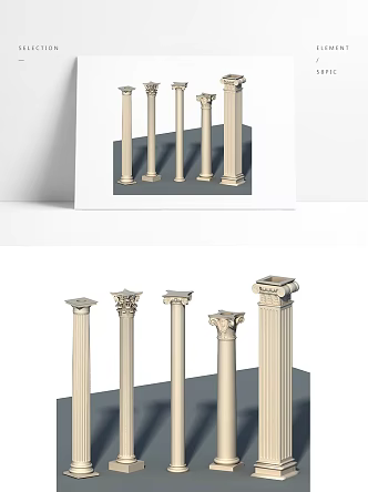 European Roman Column Vector Roman Column 3d model