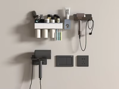 Wall Mounted Daily Use Appliances Storage Setup With Organizer And Power Outlet 3d model