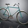 Teal Vintage Bicycle With Gray Seat And Spoked Wheels In Retro Style
