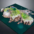 Garden Landscape Featuring Rocky Terrain Lush Green Vegetation And Scenic Water Elements