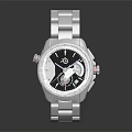 Stylish Wrist Watch With Silver Stainless Steel Strap And Black Dial