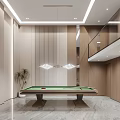 Basement Modern Interior Design With Billiard Table Wooden Panel Walls And Pendant Lighting