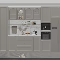 Modern Wine Cabinet with Glass Doors Built-in Lighting and Marble Countertop in Kitchen Storage