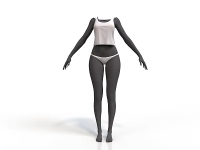 Human Organs and Body Hair Representation in 3D Human Model with White Tank Top Underwear 3d model