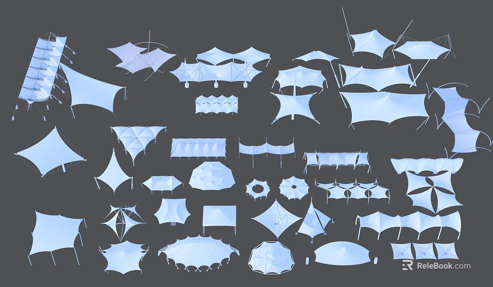 Tensile Membrane Architectural Structures With Diverse Design Shapes And Forms 3d model 