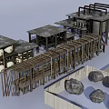 Detailed Industrial Equipment 3D Model Featuring Crane Pipes Storage Tanks And Factory Structures