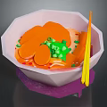 Delicious Ramen Bowl with Fresh Carrot Slices Green Onions and Yellow Chopsticks