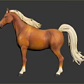Realistic Horse Model Figure With Orange White Coat And Flowing Mane Tail On Black Background