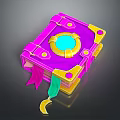 Vibrant Pink And Yellow Book With Blue Circle Colorful Ribbons And Crescent Decoration