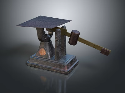 Vintage Iron Commercial Platform Scale With Square Tray And Weighted Lever 3d model