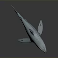 Realistic 3D Blue Shark Aquatic Animal With Sharp Teeth And Detailed Fins