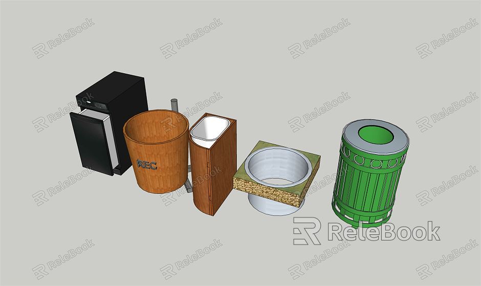 Modern trash can garbage sorting station garbage bin garbage room sorting bin model