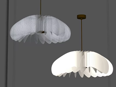 Modern Petal Shaped White Gray Chandeliers For Interior Ceiling Lighting Design 3d model
