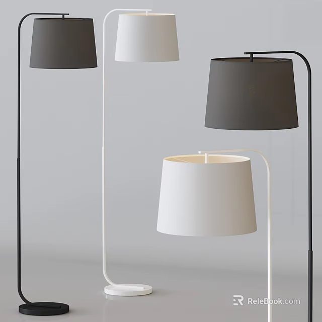 Modern Floor Lamps With Gray And White Lamp Shades In Minimalist Design 3d model 