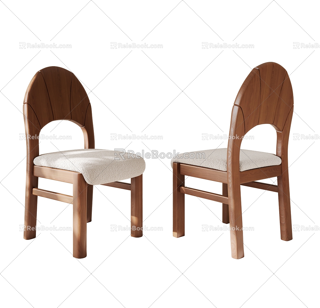 French Middle Style Dining Chair 3d model