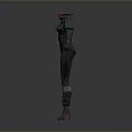Futuristic Combat Style Fitted Bodysuit With Dark Color And Red Accents