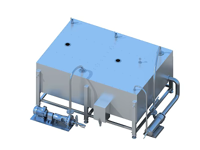 Industrial Processing Equipment With Metal Tank Pipes Pump And Support Frame 3d model