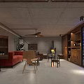 Industrial Style Wine Cellar Room With Sofas Chairs And Fan