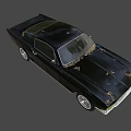 Vintage Black Muscle Car With Illuminated Headlights Classic Design And Metallic Finish