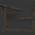 Vintage Wooden Desk And Bench Set With Brown Finish And Connected Structure