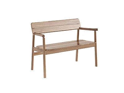 Outdoor Wooden Bench with Armrests Sturdy Frame Simple Modern Design Garden Patio Use 3d model