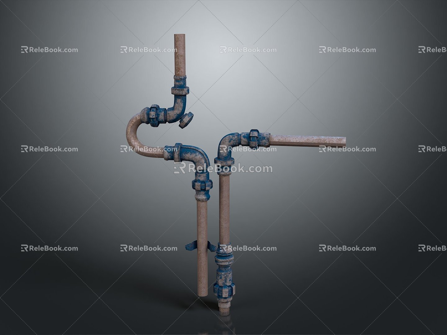 Pipe water pipe valve iron pipe fitting flange tee joint pipe water pipe valve 3d model