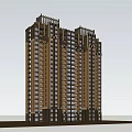 Modern High Rise Residential Building With Brown Facade And Multiple Windows 3d model