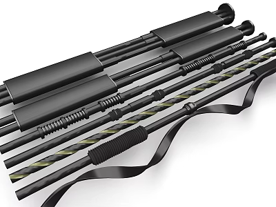 Multiple Industrial Drill Pipes With Metal Threaded Ends And Heavy Duty Structure 3d model