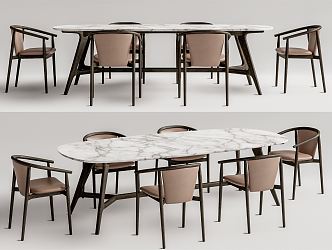 Modern Dining Table and Chair Combination 3d model