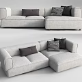 Light Gray Modern Sectional Sofa With Decorative Throw Pillows And Comfortable Design 3d model