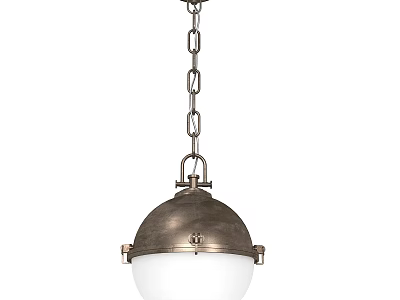 Antique Bronze Pendant Light With Hanging Chain And White Spherical Shade 3d model