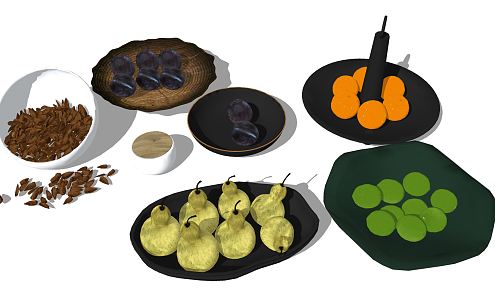 Modern Fruit Plate Fruits and Vegetables 3d model