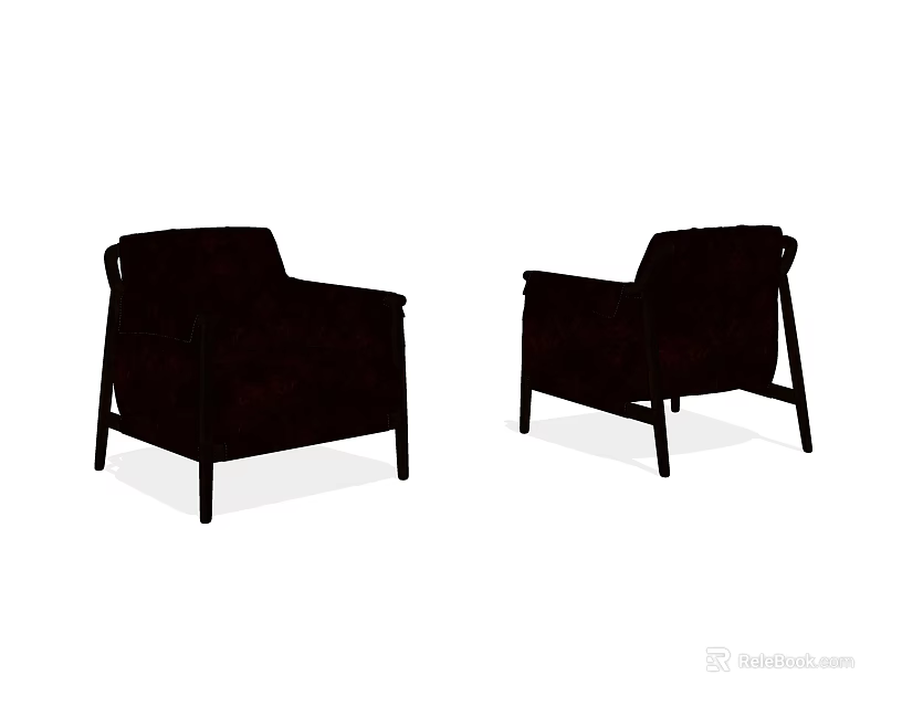 Two Black Single Sofas With Minimalist Design Armrests Backrests And Black Legs 3d model