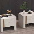 Modern White Bedside Tables With Gold Accents Green Plant And Gold Horse Decor