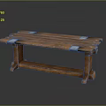 Rustic Solid Wood Bench With Metal Brackets And Sturdy Rectangular Top Design