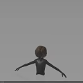 Brown Curly Hair on Black Human Head Model with Realistic Textured Medium Length Design