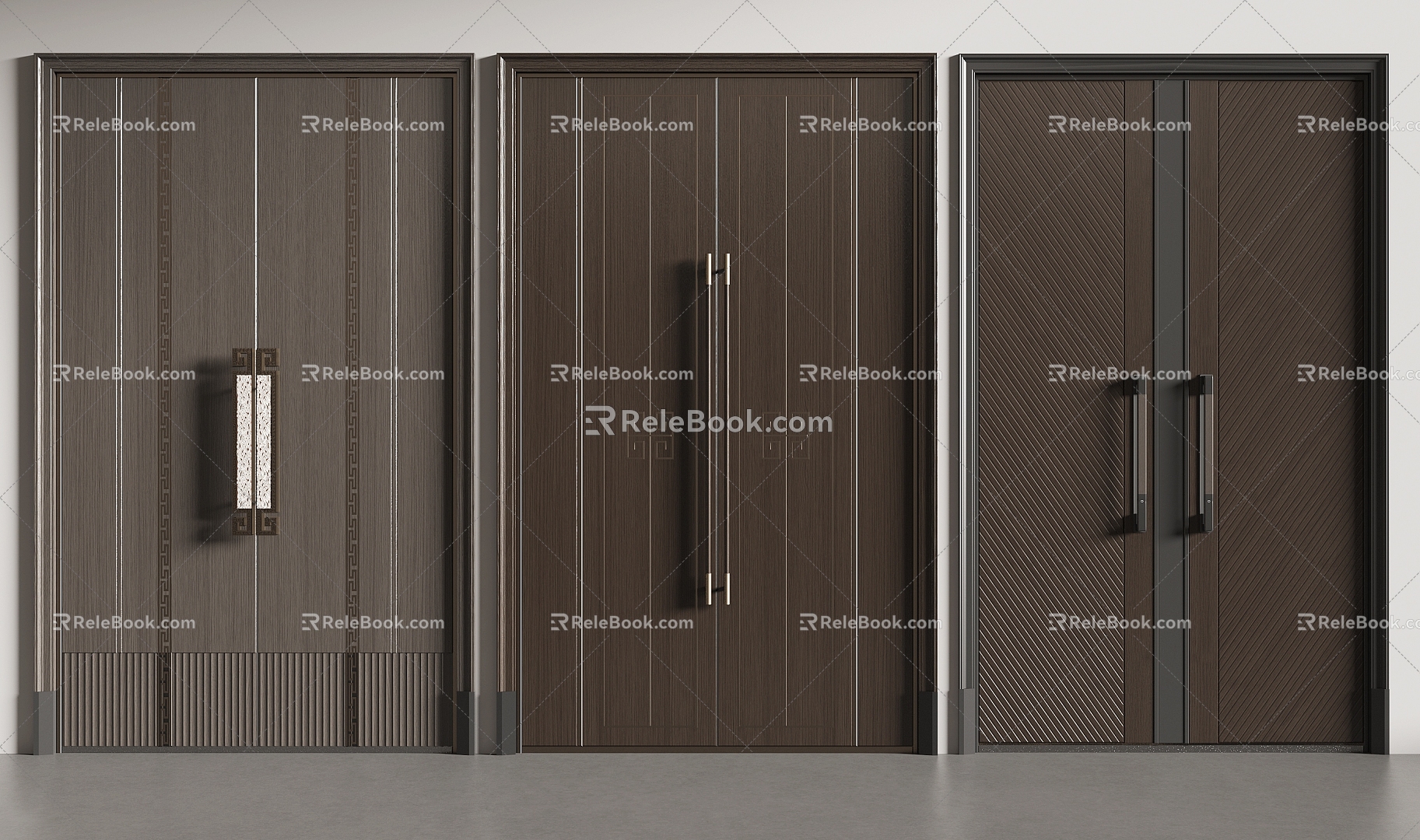 New Chinese style double door entrance door door villa door conference room door office door 3d model